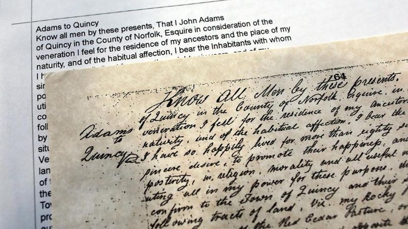 Picture of Adams Deed with Transcribed Image