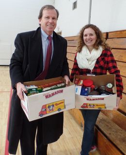 Register O'Donnell Delivers Annual Food Drive Donations to Weymouth Food Pantry