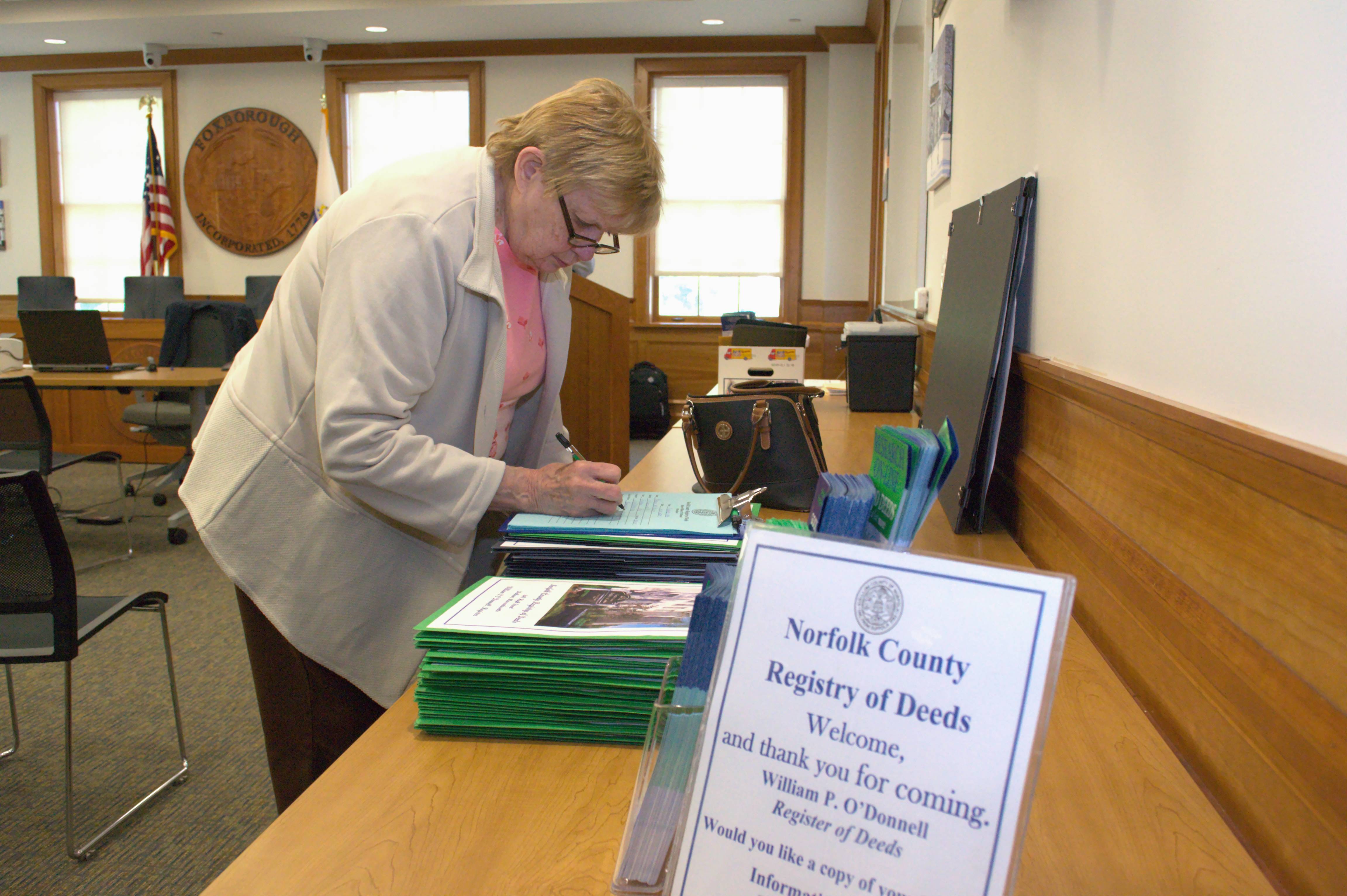 Norfolk County Register of Deeds Visits Foxborough Town Hall